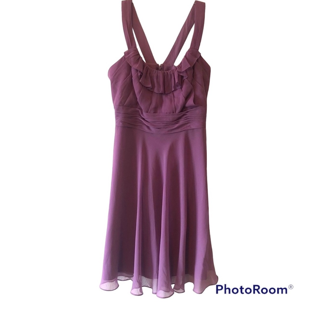 David’s Bridal Crinkle Chiffon Ruffle Dress - 12